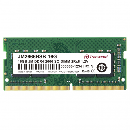 Transcend JetRAM - DDR4 - module - 16 GB - SO-DIMM 260-pin - 2666 MHz  /  PC4-21300 - CL19 - 1.2 V - unbuffered - non-ECC - 1