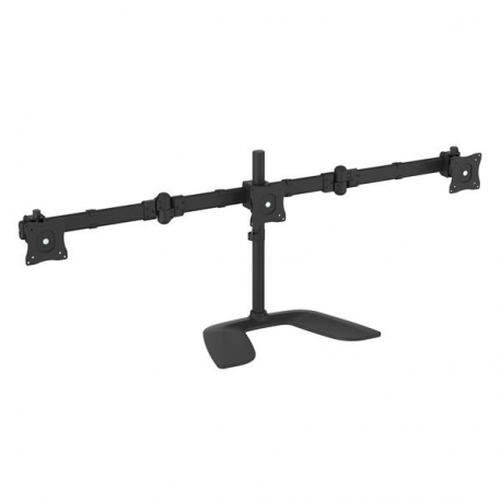 StarTech.com Triple Monitor Stand for VESA Mount Monitors up to 27" - Steel (ARMBARTRIO2) - Stand (end caps, pole, base plate, crossbar, washers, screws, collar, 2 monitor arms, VESA mount bracket, 2 thumbscrews) - for 3 monitors (adjustable arm) - plastic, aluminium, steel - black - screen size: 13"-27" - stand mountable - for P / N: DK30CH2DPPD, USB3DOCKH2DP - 2