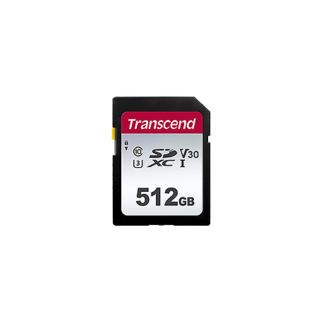 Transcend 300S - Flash memory card - 512 GB - Video Class V30  /  UHS-I U3  /  Class10 - SDXC UHS-I - 1