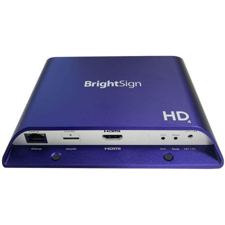 BrightSign HD224, H.265, Full HD and 4K, mainstream HTML5 player with standard I/O package