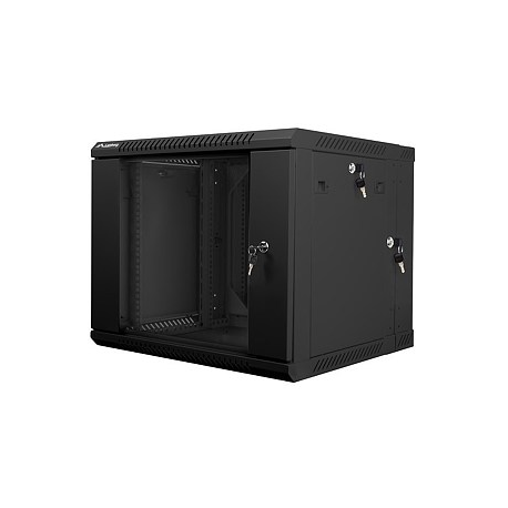 Lanberg - Rack cabinet - wall mountable - black, RAL 9004 - 9U - 19" - 1