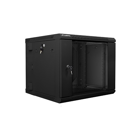 Lanberg - Rack cabinet - wall mountable - black, RAL 9004 - 9U - 19" - 6