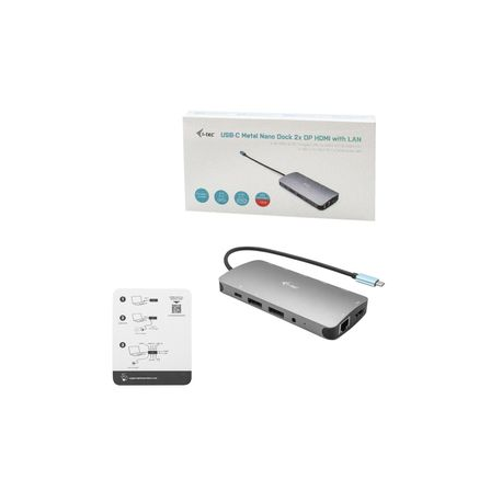i-Tec USB-C Metal Nano 3x Display Docking Station + Power Delivery 100 W - Docking station - USB-C / Thunderbolt 3 - HDMI, 2 x DP - GigE - 3