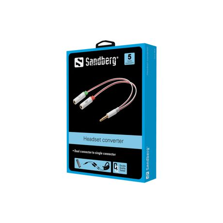 Sandberg Headset Converter - Headset adapter - 4-pole mini jack male to stereo mini jack female - for Apple iPad / iPhone / iPod - 0