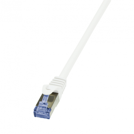 LogiLink PrimeLine - Patch cable - RJ-45 (M) to RJ-45 (M) - 25 cm - SFTP, PiMF - CAT 7 - halogen-free, molded, snagless - white - 0