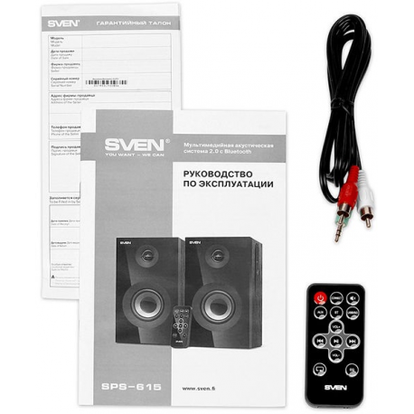 Speakers SVEN SPS-615, black (20W, USB/SD, RC, Bluetooth), SV-013707