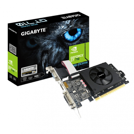 Graphics Card|GIGABYTE|NVIDIA GeForce GT 710|2 GB|64 bit|PCIE 2.0 8x|GDDR5|Memory 5010 MHz|GPU 954 MHz|Single Slot Fansink|1x15p