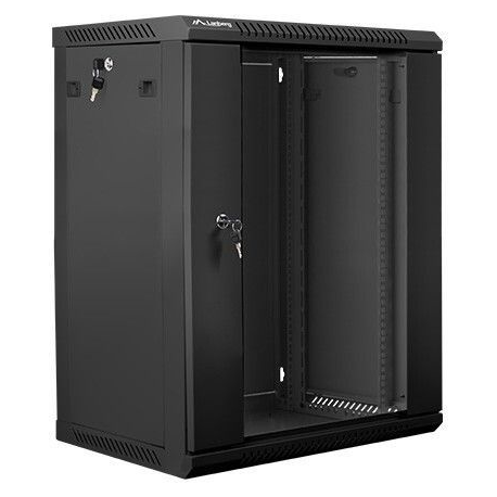 Lanberg - Rack cabinet - wall mountable - black, RAL 9004 - 15U - 19" - 2