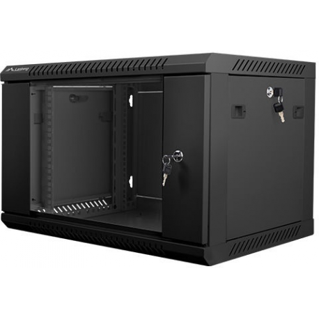 Lanberg - Rack cabinet - wall mountable - black, RAL 9004 - 6U - 19" - 0