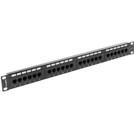 Lanberg PPU6-1024-B - Patch panel - rack mountable - RJ-45 X 24 - black, RAL 9004 - 1U - 19" - 0