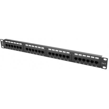 Lanberg PPU6-1024-B - Patch panel - rack mountable - RJ-45 X 24 - black, RAL 9004 - 1U - 19" - 2