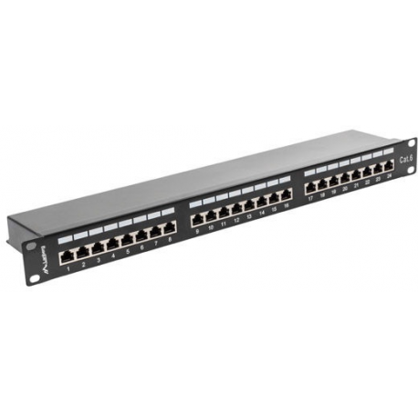 Lanberg PPS6-1024-B - Patch panel - RJ-45 X 24 - black, RAL 9004 - 1U - 19" - 1