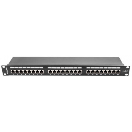 Lanberg PPS6-1024-B - Patch panel - RJ-45 X 24 - black, RAL 9004 - 1U - 19" - 2