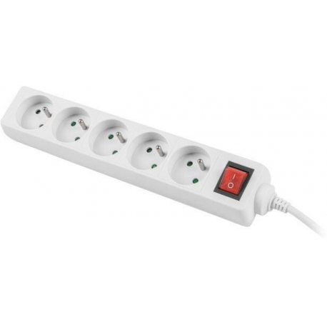 LANBERG PS1-05E-0300-W Lanberg 3M White LANTERGE CURVE 5X 230V PL WITH CIRCUIT BREAKER, FULL COPPER
