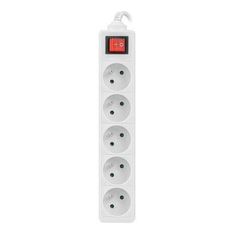 LANBERG PS1-05E-0300-W Lanberg 3M White LANTERGE CURVE 5X 230V PL WITH CIRCUIT BREAKER, FULL COPPER