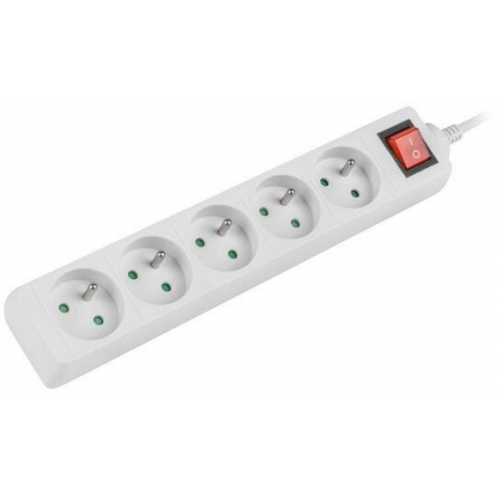 LANBERG PS1-05E-0300-W Lanberg 3M White LANTERGE CURVE 5X 230V PL WITH CIRCUIT BREAKER, FULL COPPER