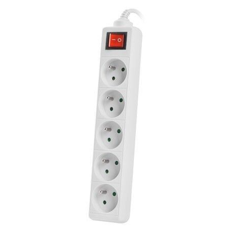 LANBERG PS1-05E-0300-W Lanberg 3M White LANTERGE CURVE 5X 230V PL WITH CIRCUIT BREAKER, FULL COPPER