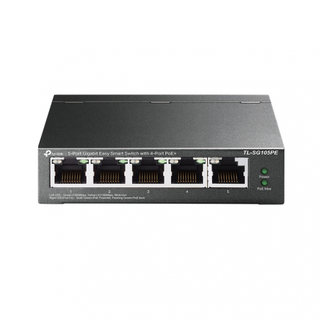 TP-Link Easy Smart TL-SG105PE - Switch - Managed - 5 x 10/100/1000 (4 PoE+) - desktop - PoE+ (65 W) - 2