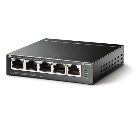 TP-Link Easy Smart TL-SG105PE - Switch - Managed - 5 x 10/100/1000 (4 PoE+) - desktop - PoE+ (65 W) - 3
