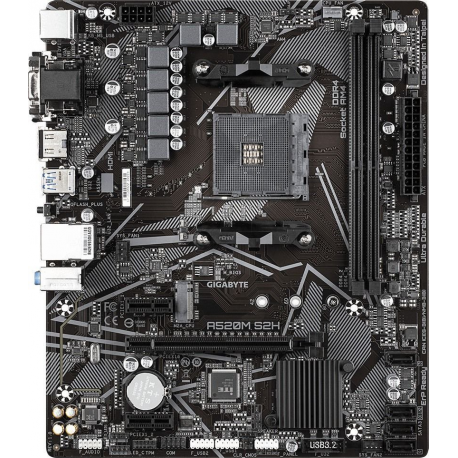 Gigabyte A520M S2H - 1.0 - motherboard - micro ATX - Socket AM4 - AMD A520 - USB 3.2 Gen 1 - Gigabit LAN - onboard graphics (CPU required) - HD Audio (8-channel) - 0