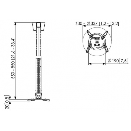 Vogel's Professional PPC 1555 - Mounting kit (ceiling mount, interface plate, telescopic pole) - for projector - ceiling mountable - 3