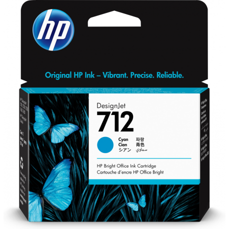 HP 712 - 29 ml - cyan - original - DesignJet - ink cartridge - for DesignJet Studio, T210, T230, T250, T630, T650 - 0