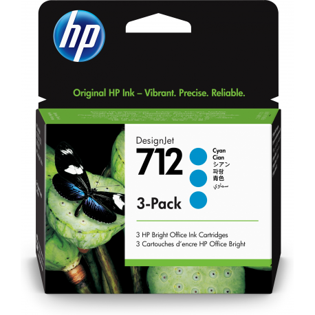 HP 712 - 3-pack - 29 ml - cyan - original - DesignJet - ink cartridge - for DesignJet Studio, T210, T230, T250, T630, T650 - 1