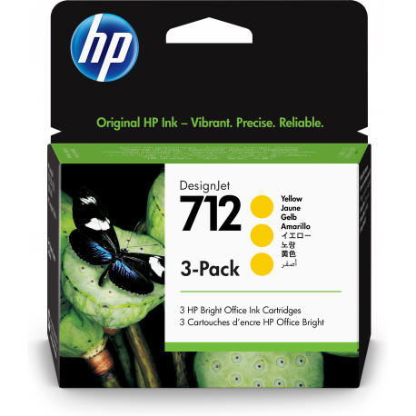 HP 712 - 3-pack - 29 ml - yellow - original - DesignJet - ink cartridge - for DesignJet Studio, T210, T230, T250, T630, T650 - 2