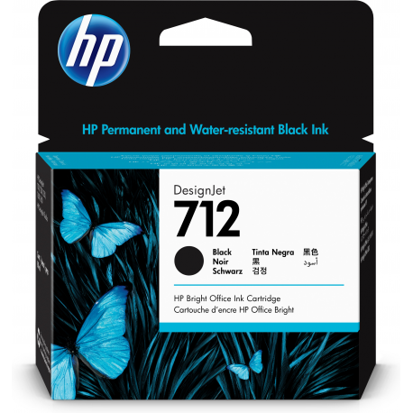 HP 712 - 80 ml - black - original - DesignJet - ink cartridge - for DesignJet Studio, T210, T230, T250, T630, T650 - 1