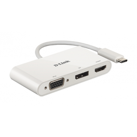 D-Link DUB-V310 - Adapter - USB-C male to HD-15 (VGA), HDMI, DisplayPort female - 11 cm - 4K support - 4