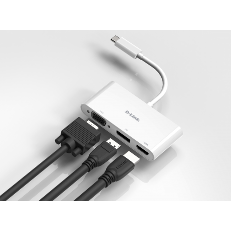 D-Link DUB-V310 - Adapter - USB-C male to HD-15 (VGA), HDMI, DisplayPort female - 11 cm - 4K support - 6