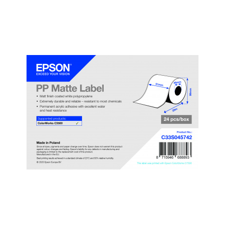 Epson - Matte - Roll (5.1 cm x 29 m) 1 roll(s) label paper - for ColorWorks CW-C4000E (BK), CW-C4000E (MK) - 1