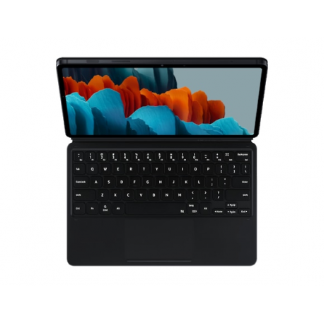 Samsung Book Cover Keyboard EF-DT870 - Keyboard and folio case - with touchpad - POGO pin - black - for Galaxy Tab S7 - 3