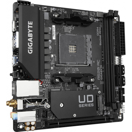 Gigabyte A520I AC - 1.0 - motherboard - mini ITX - Socket AM4 - AMD A520 - USB 3.2 Gen 1 - Gigabit LAN, Wi-Fi, Bluetooth - onboard graphics (CPU required) - HD Audio (8-channel) - 2