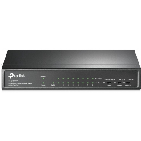 TP-Link TL-SF1009P - Switch - unmanaged - 8 x 10 / 100 (PoE+) + 1 x 10 / 100 - desktop - PoE+ (65 W) - 0