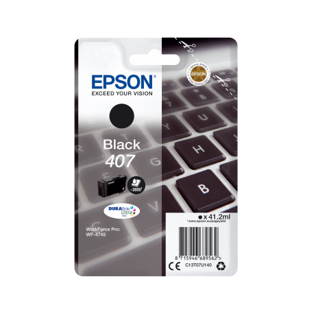 Epson 407 - 41.2 ml - L size - black - original - ink cartridge - for WorkForce Pro WF-4745, WF-4745DTWF - 1