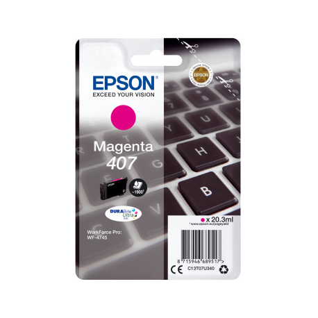 Epson 407 - 20.3 ml - L size - magenta - original - ink cartridge - for WorkForce Pro WF-4745, WF-4745DTWF - 1
