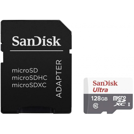 SanDisk Ultra - Flash memory card (microSDXC to SD adapter included) - 128 GB - UHS-I / Class10 - microSDXC UHS-I - 0