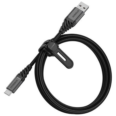 OtterBox Premium - USB cable - USB-C (M) to USB (M) - USB 2.0 - 3 A - 2 m - dark ash black - 1