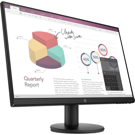 HP P24v G4 - P-Series - LED monitor - 23.8" - 1920 x 1080 Full HD (1080p) @ 60 Hz - IPS - 250 cd / m² - 1000:1 - 5 ms - HDMI, VGA - black - 4