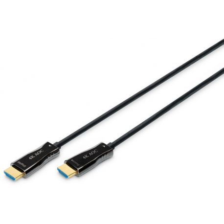 DIGITUS - Premium High Speed HDMI with Ethernet cable - HDMI male to HDMI male - 30 m - double shielded - black - 4K support, hybrid active optical cable - 0