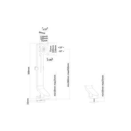 Neomounts by Newstar FPMA-D860 - Mounting kit - for LCD display (full-motion) - black - screen size: 10"-32" - clamp mountable, grommet, desk-mountable - 2