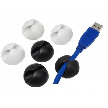 LogiLink - Cable organizer - black - with 3 white cable organisers (pack of 3) - 1