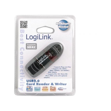 LogiLink Cardreader USB 2.0 Stick for SD / MMC - Card reader - 8 in 1 (MMC, SD, RS-MMC, MMCmobile, SDHC) - USB 2.0 - 1