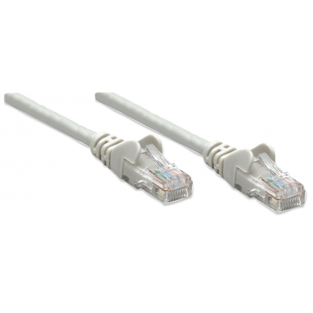 Intellinet Network Patch Cable, Cat5e, 0.5m, Grey, CCA, U / UTP, PVC, RJ45, Gold Plated Contacts, Snagless, Booted, Lifetime Warranty, Polybag - Patch cable - RJ-45 (M) to RJ-45 (M) - 45 cm - UTP - CAT 5e - molded, snagless - grey - 1
