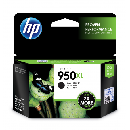 HP 950XL - High Yield - black - original - Officejet - ink cartridge - for Officejet Pro 251, 276, 8100, 8600, 8600 N911, 8610, 8615, 8616, 8620, 8625, 8630, 8640 - 2