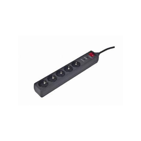 Gembird SPG5-C-15 Surge protector, 5 sockets, 4.5 m, black