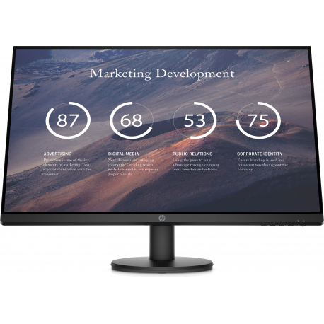 HP P27v G4 - LED monitor - 27" - 1920 x 1080 Full HD (1080p) @ 60 Hz - IPS - 300 cd / m² - 1000:1 - 5 ms - HDMI, VGA - black - 4