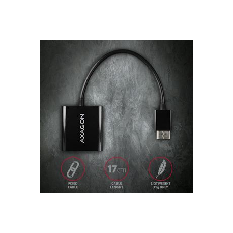 AXAGON - Video interface converter - HDMI (M) to HD-15 (VGA), stereo mini jack (F) - 17 cm - 1920 x 1200 (WUXGA) support, active converter - 5