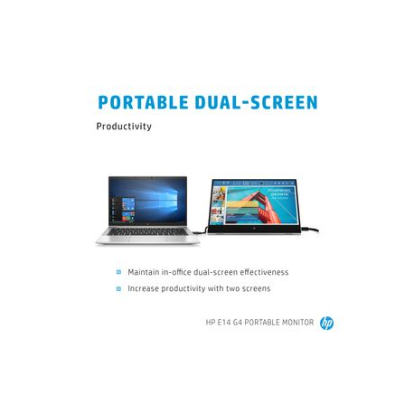 HP E14 G4 Portable Monitor - 14" 1920x1080 FHD AG, IPS, 2x USB-C, 3 years